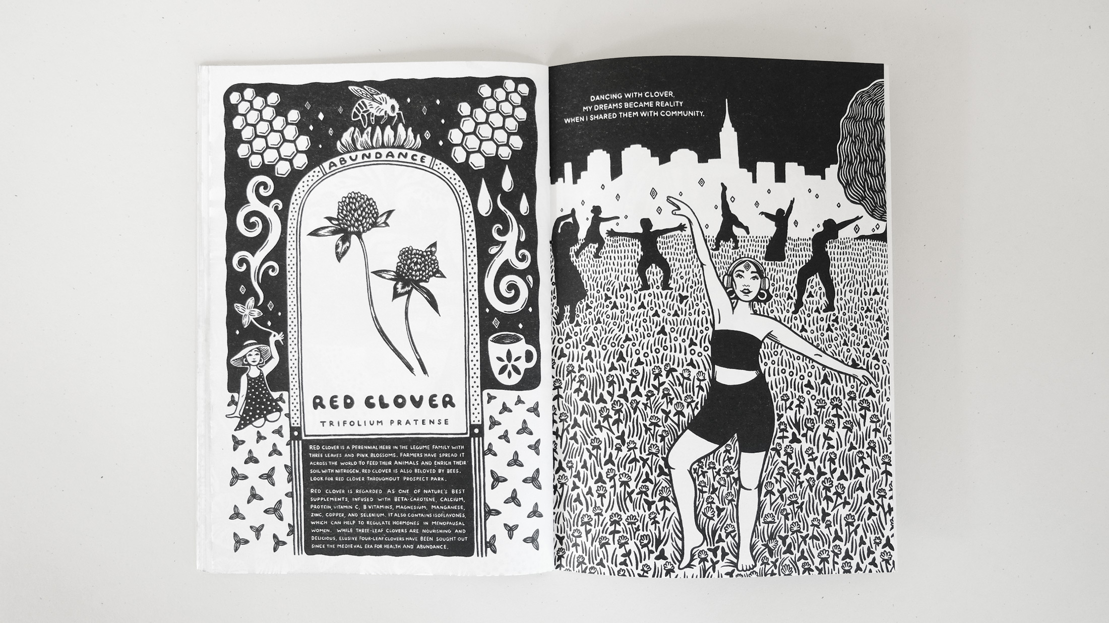 A mesmerizing spread of botanic-inspired illustrations from Sentient Sidewalk: Lessons From New York City’s Wild Medicinal Plants by Nikki Scioscia informs us that there is more to find in Prospect Park than just garbage and off-leash dogs