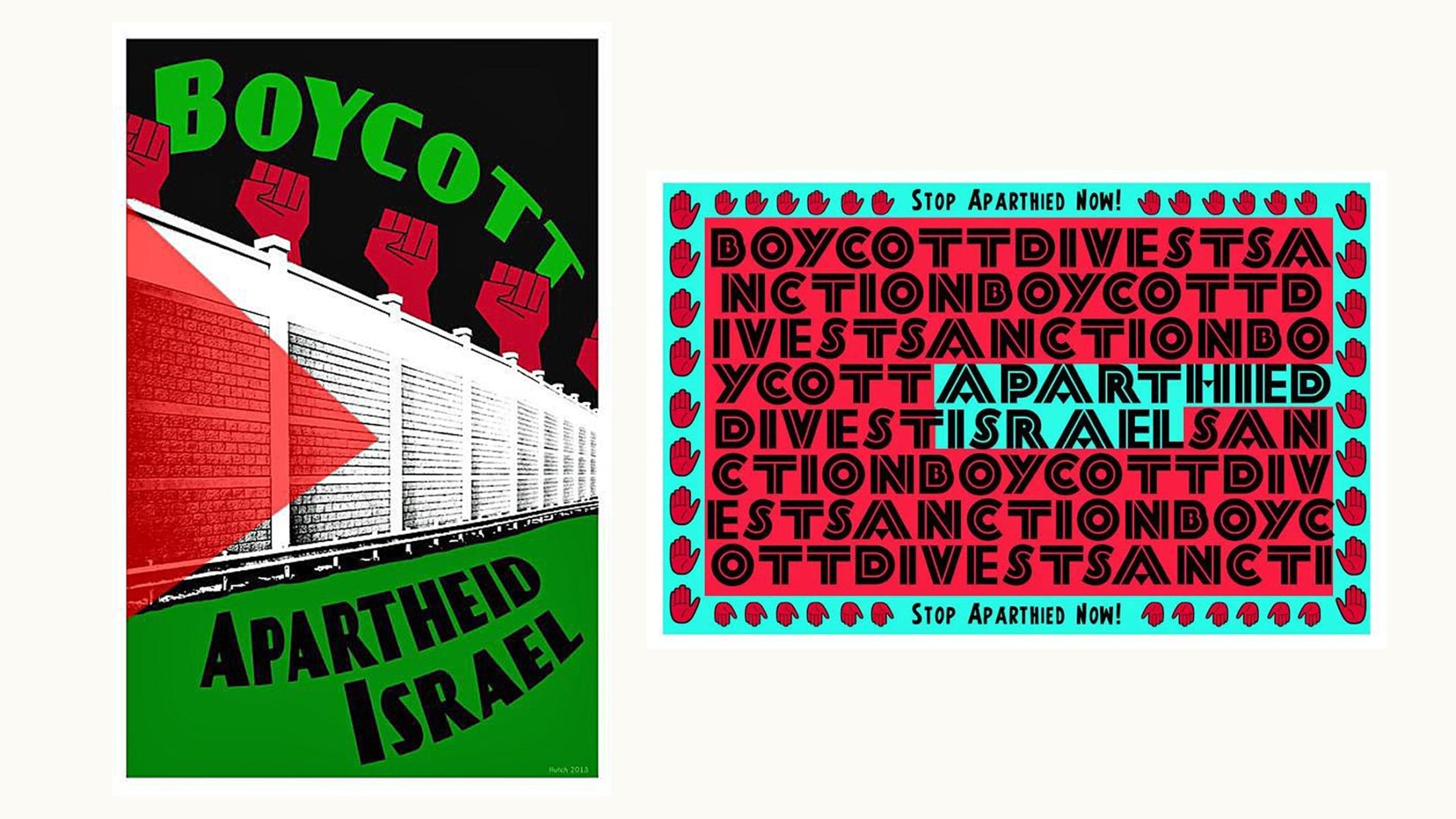 2013 BDS posters by Chris Hutch from the Palestine Poster Project Archives