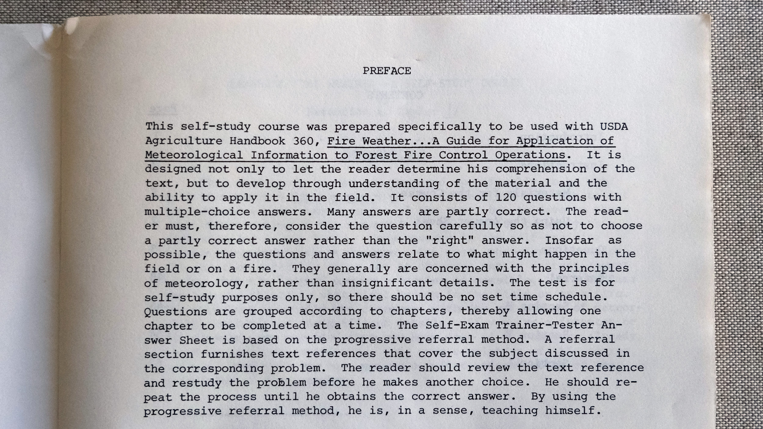 An explainer paragraph inside Learning Fire Weather: A Self-Study Course (1974) by the US Forest Service